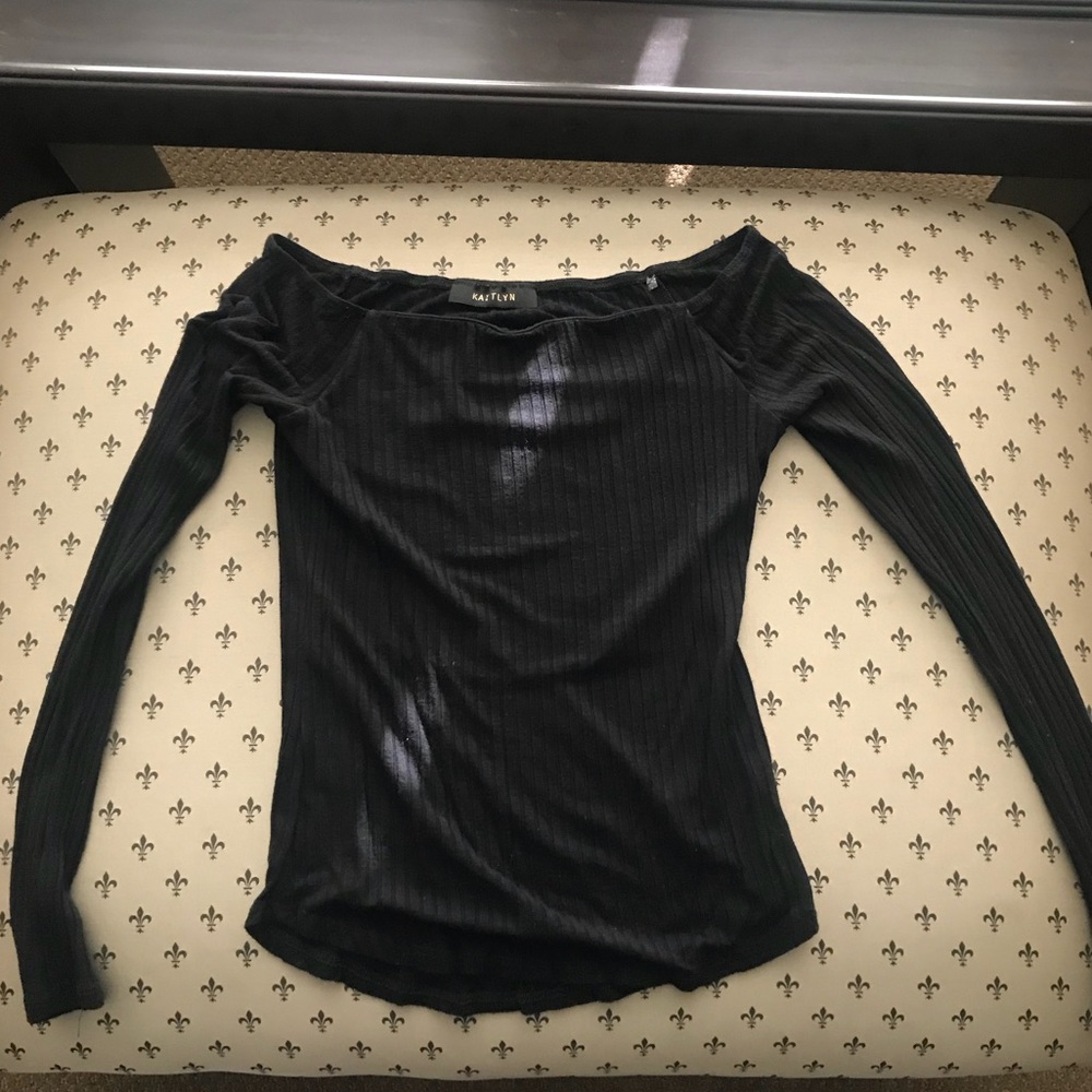 Black ribbed off the shoulder top